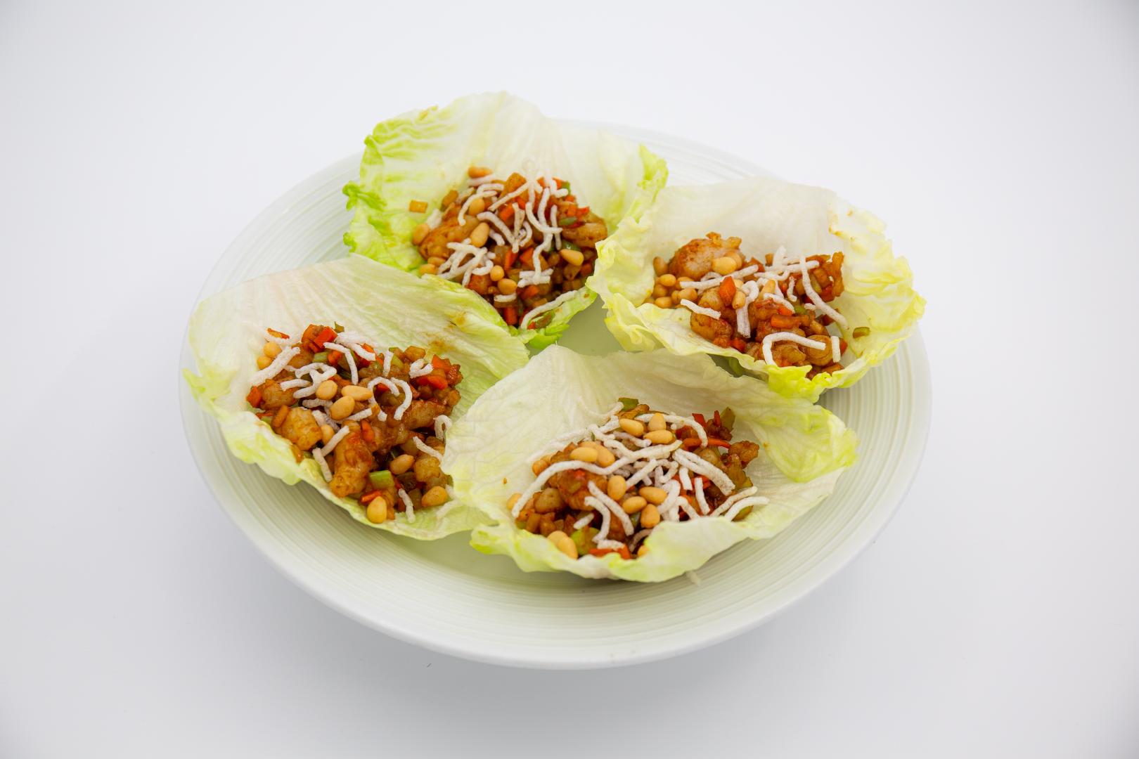 lettuce cup with pine nut shrimp